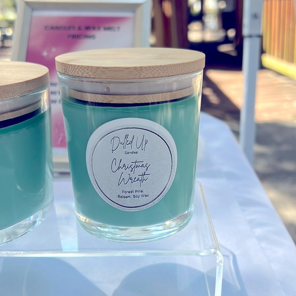 9oz Christmas Wreath Candle | Forest Pine Scent | Holiday Soy Wax Candle